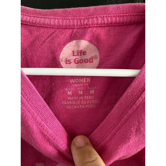 Life Is Good Pink Round Neck Short Sleeves T-Shirt Size Medium - Picture 3 of 4